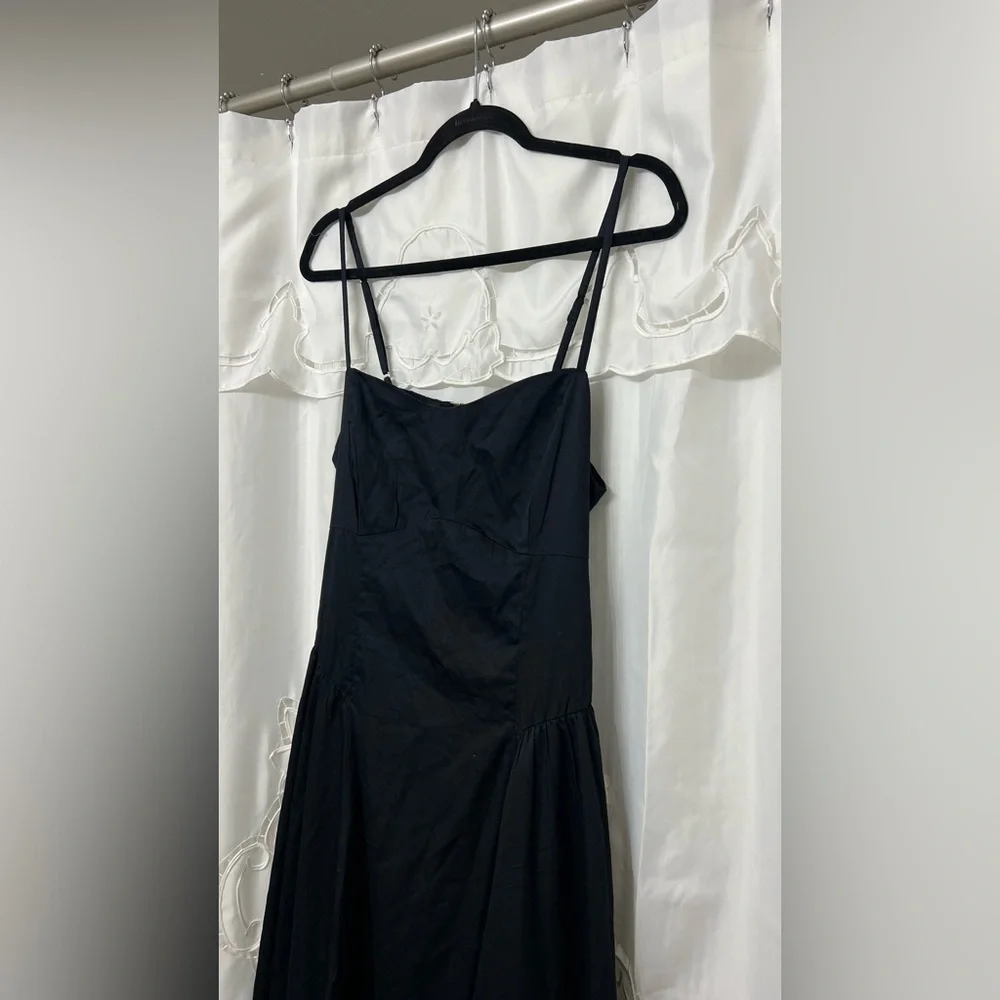 NWT Abercrombie & Fitch Black Dipped Waist Sweetheart Maxi Dress—Size LP